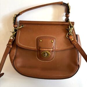 Coach Willis Legacy Bag Crossbody Brown Tan Turn Lock Y2k Leather Top Handle